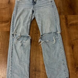 American Eagle Outfitters Women's Light Blue Straight Leg Jeans